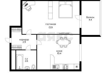 Фото №5: 1-комнатная квартира 34 м² - Сукко, мкр. жилой комплекс Холидей Хаус, ул. Мирная, 9к1