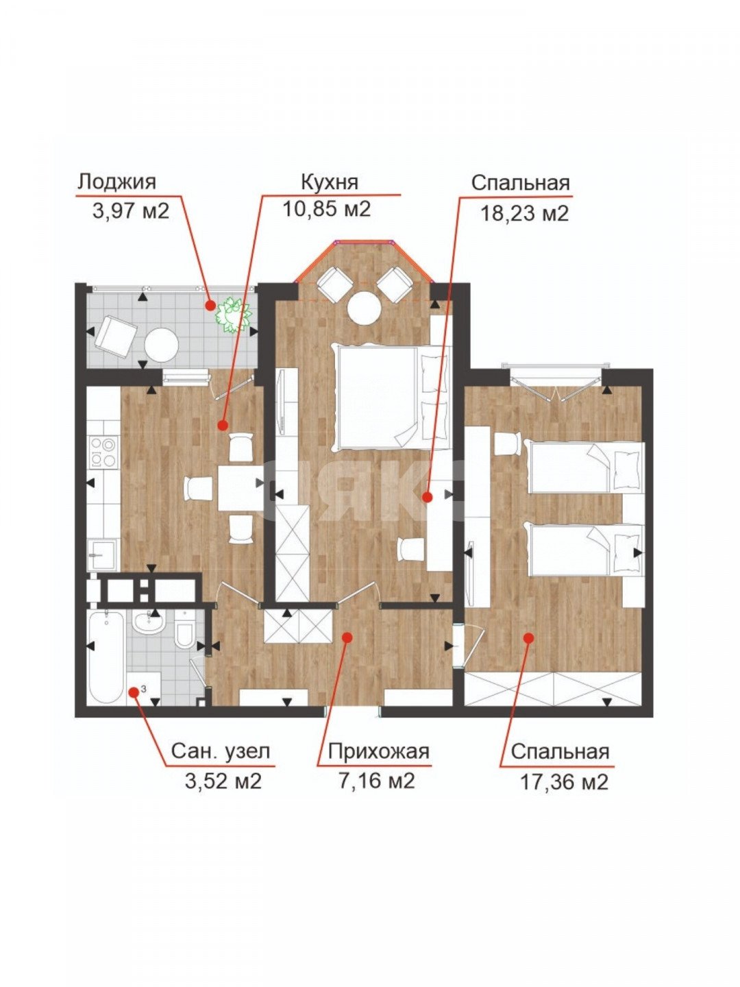 Фото №16: 2-комнатная квартира 61 м² - Анапа, мкр. жилой комплекс Южный квартал, ул. Супсехское шоссе, 39к14