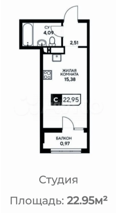 Фото №6: Студия 22 м² - Анапа, мкр. жилой комплекс Центральный