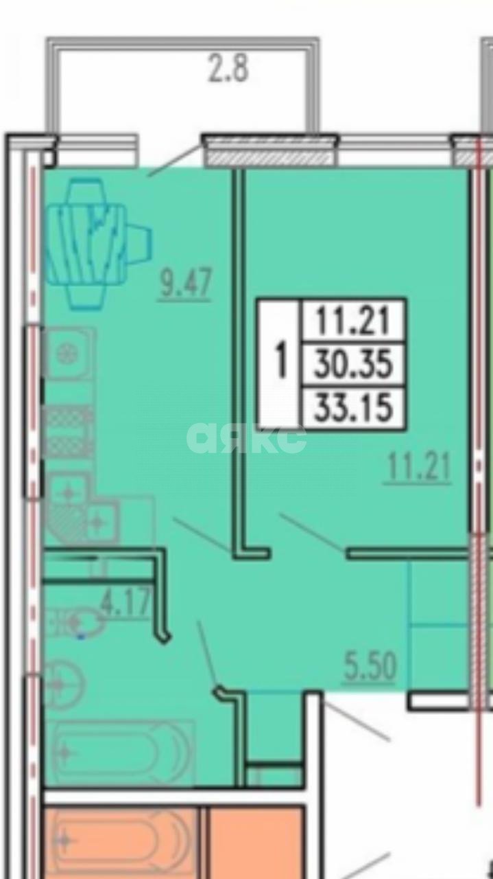 Фото №19: 1-комнатная квартира 34 м² - Анапа, жилой комплекс Резиденция Высокий Берег, мкр. жилой комплекс Резиденция Высокий Берег, ул. Ивана Голубца, 147к3