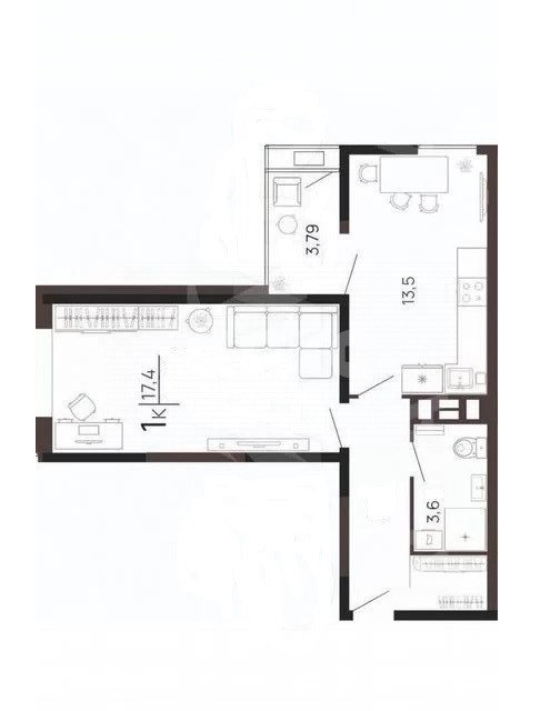 Фото №8: 1-комнатная квартира 45 м² - Анапа, жилой комплекс Парковый, мкр. Парковый, ул. Парковая, 79к1