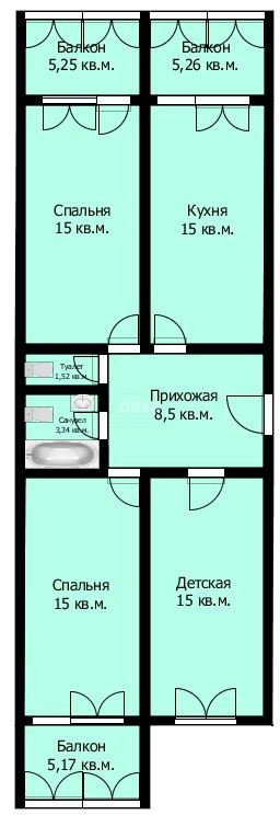 Фото №16: 3-комнатная квартира 85 м² - Анапа, 3Б, мкр. 3Б, ул. Ленина, 185к2