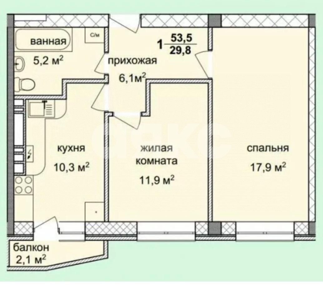 Фото №23: 2-комнатная квартира 53 м² - Анапа, жилой комплекс Спектр, мкр. жилой комплекс Спектр, ул. Ленина, 180к2