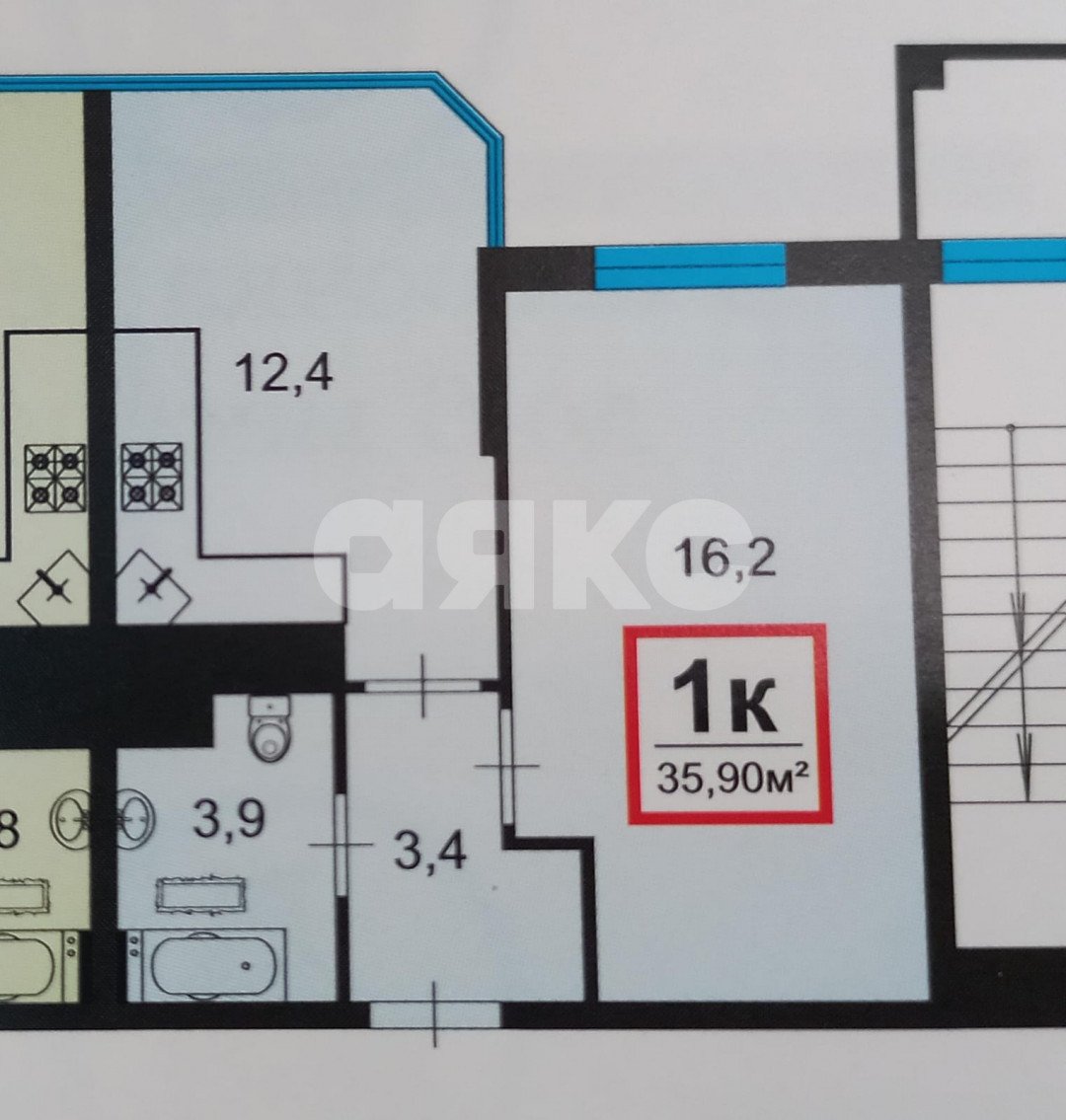 Фото №12: 1-комнатная квартира 35 м² - Анапа, Парковый, жилой комплекс Чёрное море, Парковый, мкр. жилой комплекс Чёрное море, ул. Анапское шоссе, 30к3