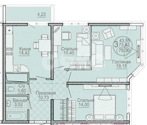 Фото №28: 3-комнатная квартира 78 м² - Анапа, ул. Крепостная, 51к2