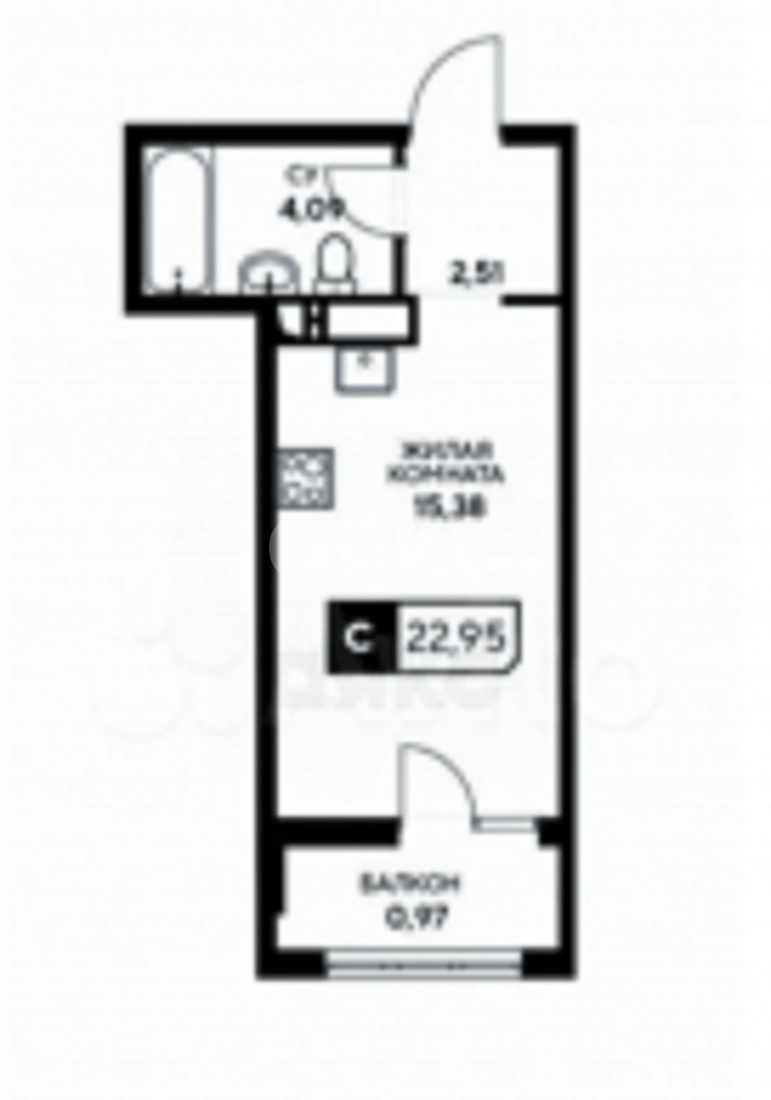 Фото №9: Студия 23 м² - Анапа, мкр. жилой комплекс Центральный, ул. Анапское шоссе, 1к2