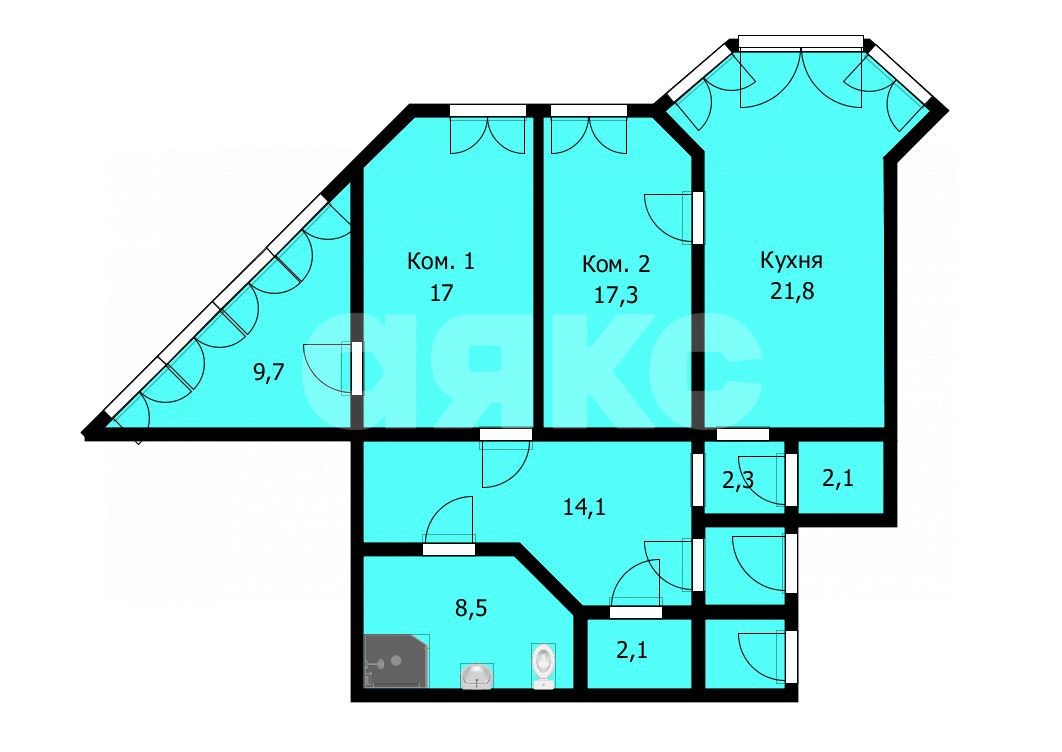 Фото №25: 2-комнатная квартира 86 м² - Анапа, мкр. 3Б, ул. Ленина, 213