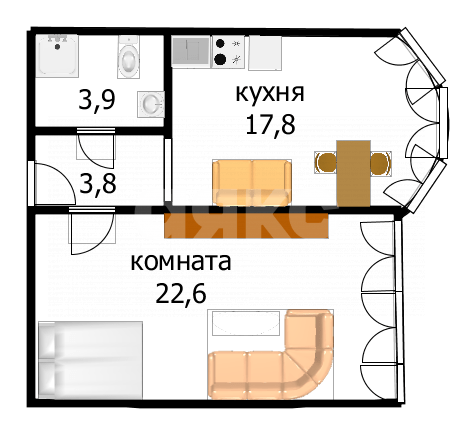Фото №16: 1-комнатная квартира 48 м² - Анапа, Алексеевка, мкр. Алексеевка, ул. Анапское шоссе, 1Г