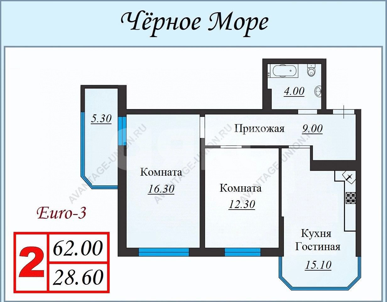 Фото №20: 2-комнатная квартира 62 м² - Анапа, Парковый, мкр. жилой комплекс Чёрное море, ул. Анапское шоссе, 32к6