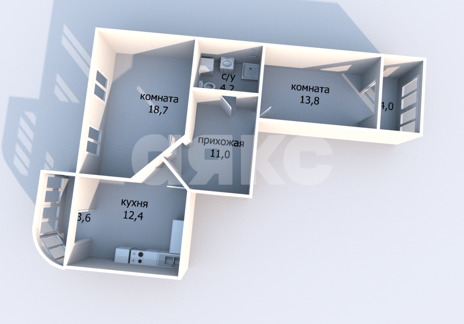 Фото №23: 2-комнатная квартира 67 м² - Анапа, ЖК Радуга, Парковый, мкр. жилой комплекс Радуга, ул. Парковая, 64к1