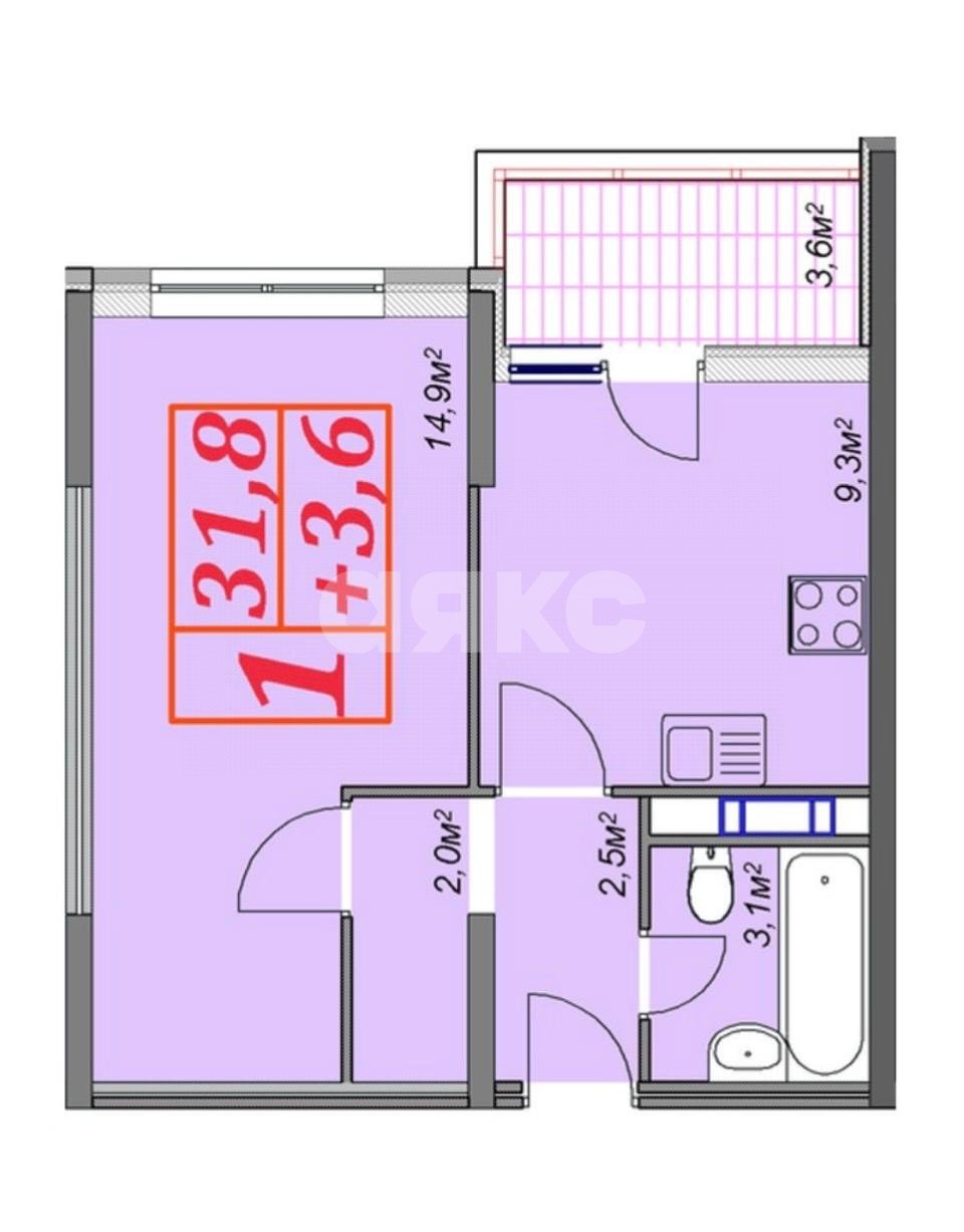 Фото №13: 1-комнатная квартира 35 м² - Анапа, 3Б, мкр. 3Б, ул. Владимирская, 150