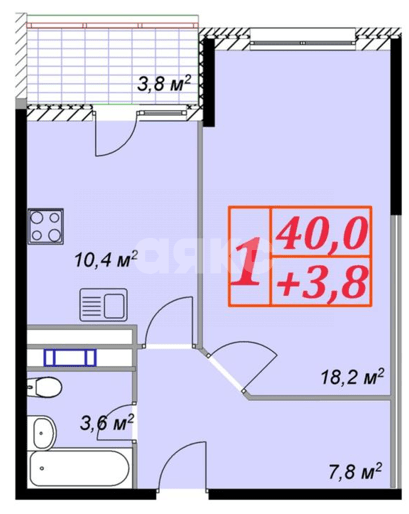 Фото №17: 1-комнатная квартира 44 м² - Анапа, 3Б, мкр. 3Б, ул. Владимирская, 150