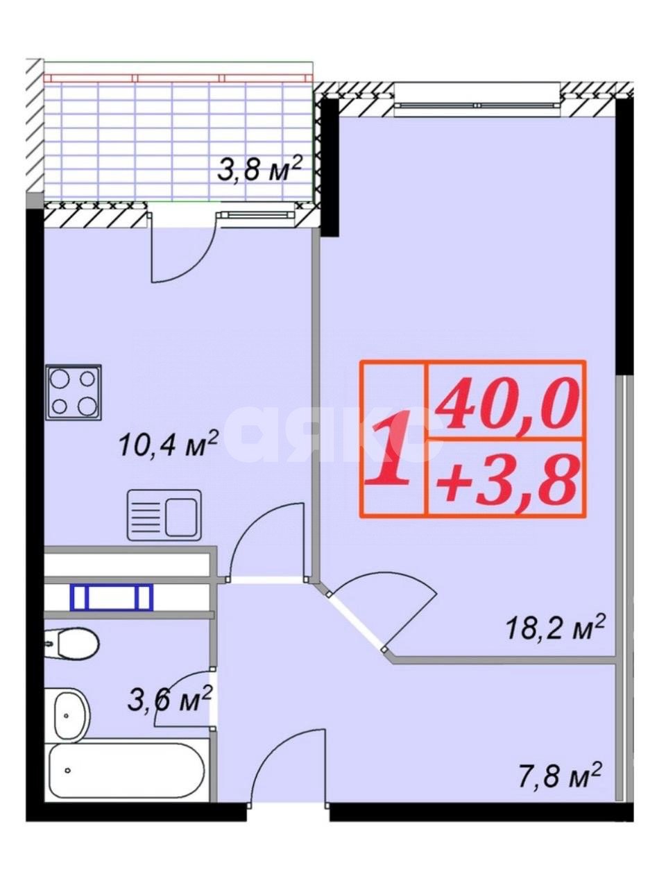 Фото №18: 1-комнатная квартира 44 м² - Анапа, 3Б, мкр. 3Б, ул. Владимирская, 150