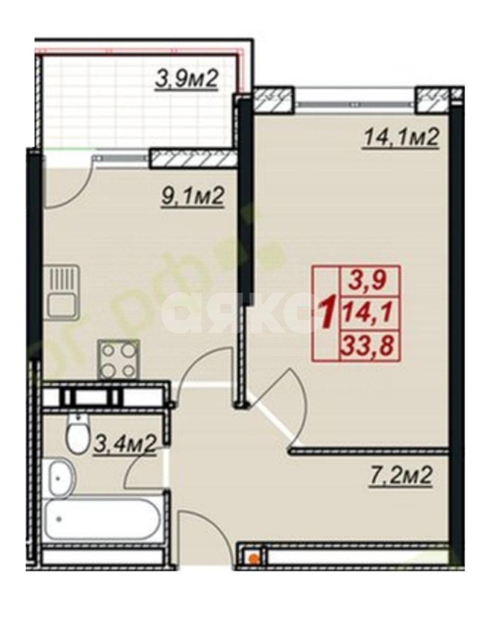 Фото №13: 1-комнатная квартира 38 м² - Анапа, Алексеевка, жилой комплекс Лазурный, Алексеевка, мкр. жилой комплекс Лазурный, ул. Крестьянская, 27к5