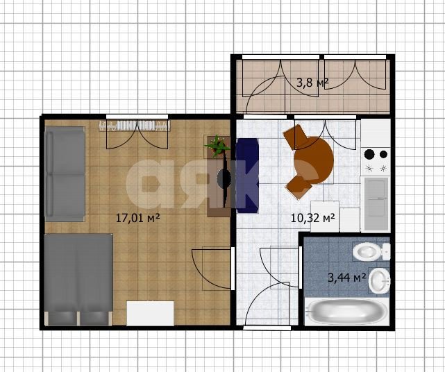 Фото №9: 1-комнатная квартира 34 м² - Анапа, Горгиппия, мкр. жилой комплекс Горгиппия, ул. Ленина, 196