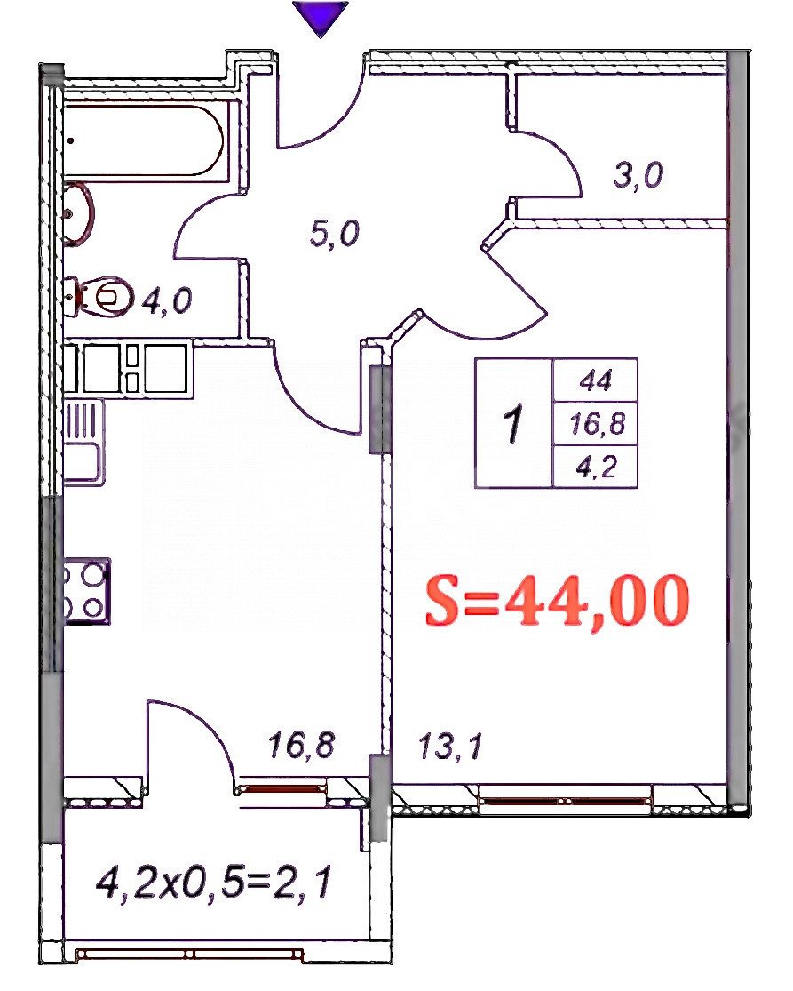 Фото №13: 1-комнатная квартира 46 м² - Анапа, мкр. ЖК Бельведер, ул. Таманская, 121к15