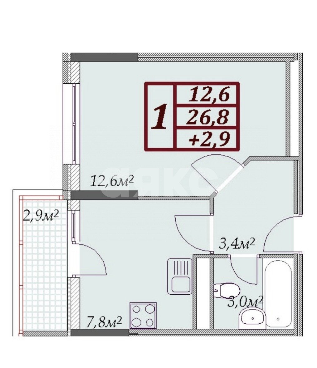 Фото №16: 1-комнатная квартира 30 м² - Анапа, ЖК Лазурный, Алексеевка, жилой комплекс Лазурный, Алексеевка, мкр. жилой комплекс Лазурный, ул. Крестьянская, 27к1